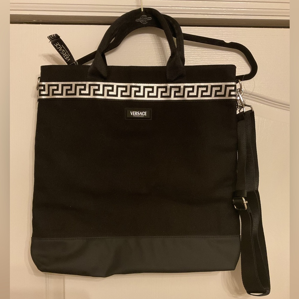 Versace Greek Key Tote Bag with Adjustable Detachable Strap